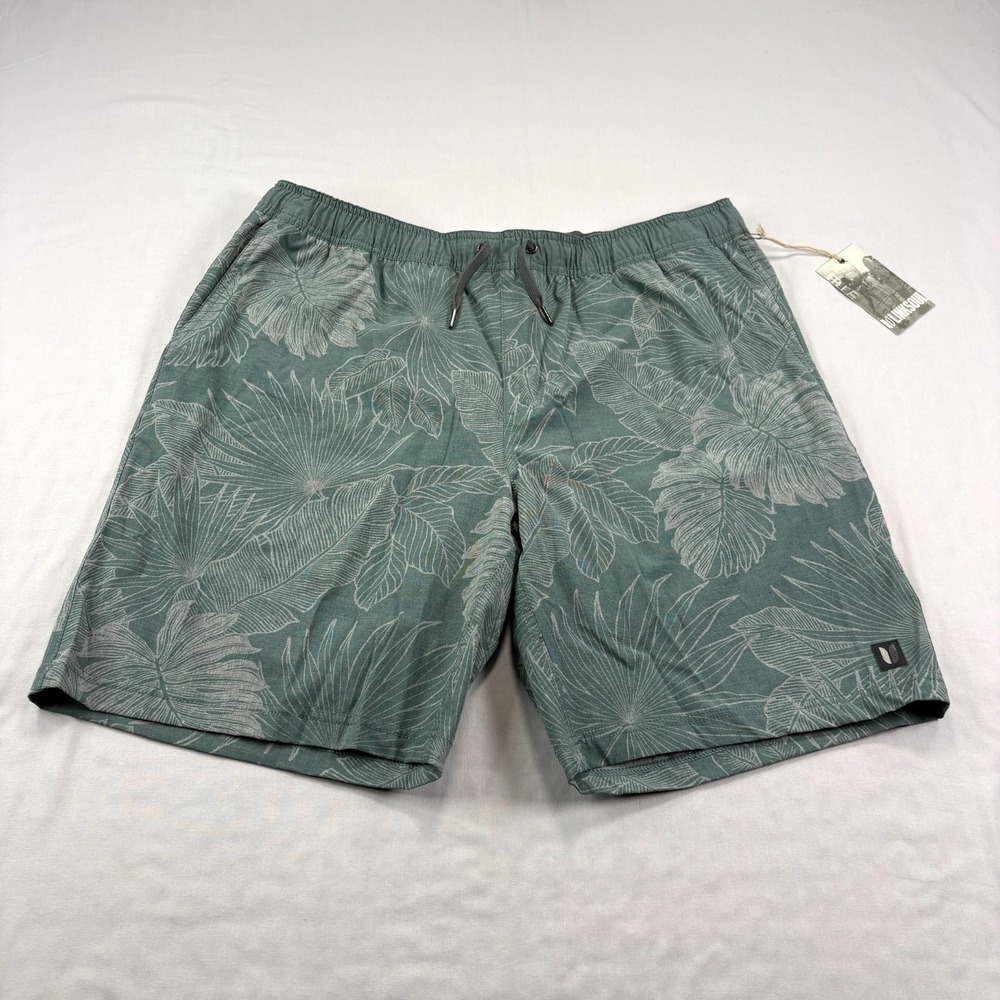 Linksoul Boardwalker Shorts Men 2XL Green Blue Floral Hybrid Swim Lined Golf NEW